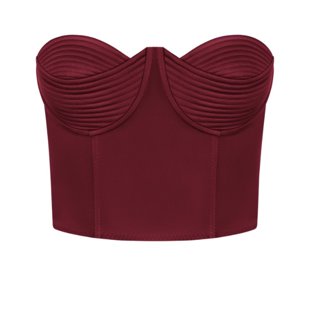 NWT Anna October Chris Strapless Top with Decored Bodice Cups‎ Burgundy Size S
